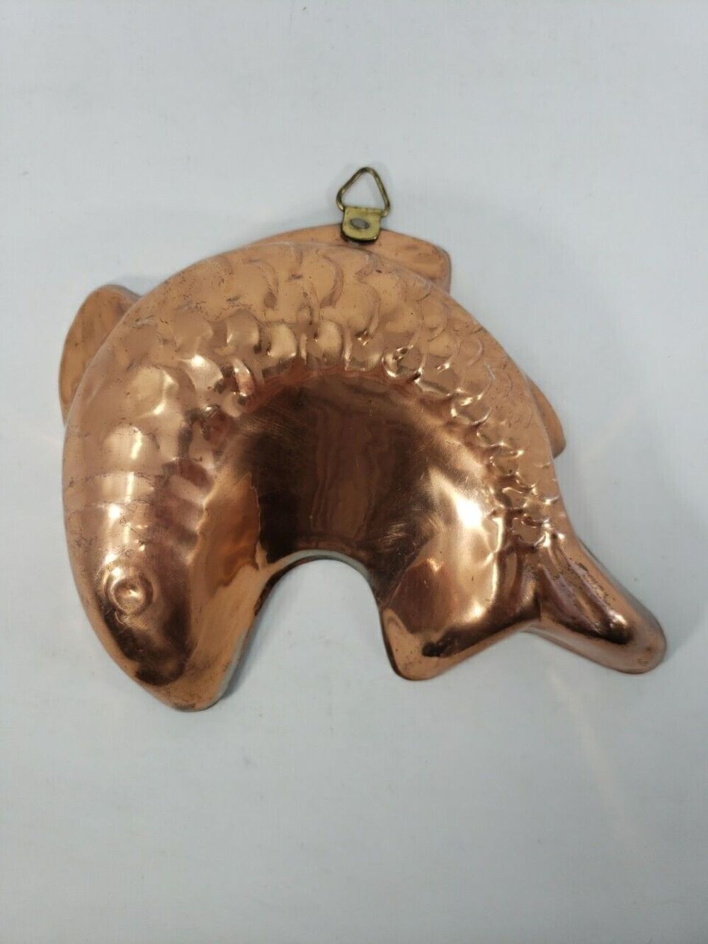 Vintage Metal Fish Mold Hanging Wall Decor Made In Korea Small Copper Color